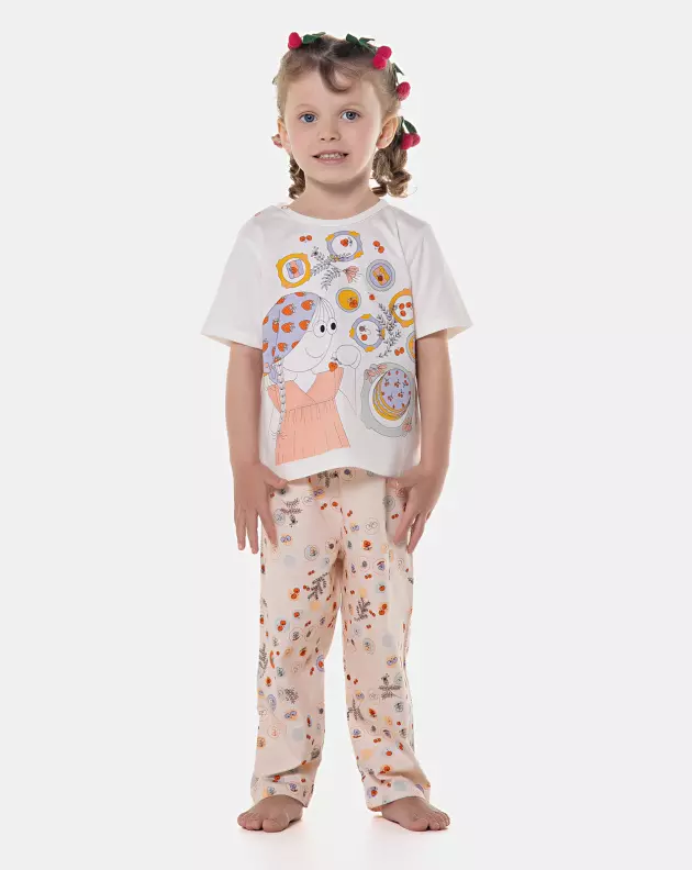 Sonhart Pijama Feminino Infantil manga curta e calça Annie