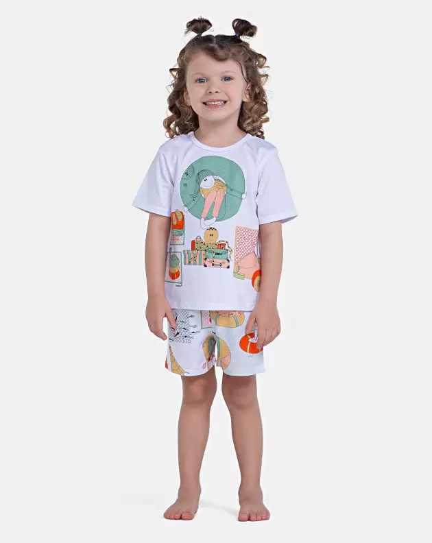 Pijama Sonhart Infantil Feminino Manga Curta e Short