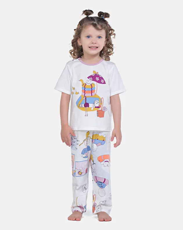 Pijama Feminino Infantil Manga Curta e Calça Sonhart