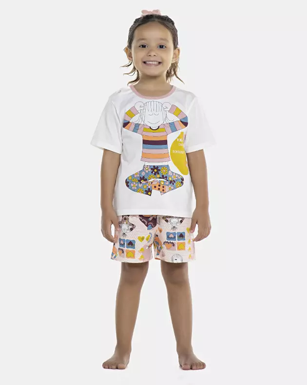 Pijama Feminino Baby Manga Curta e Short