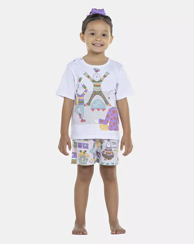 Pijama Feminino Baby Manga Curta e Short