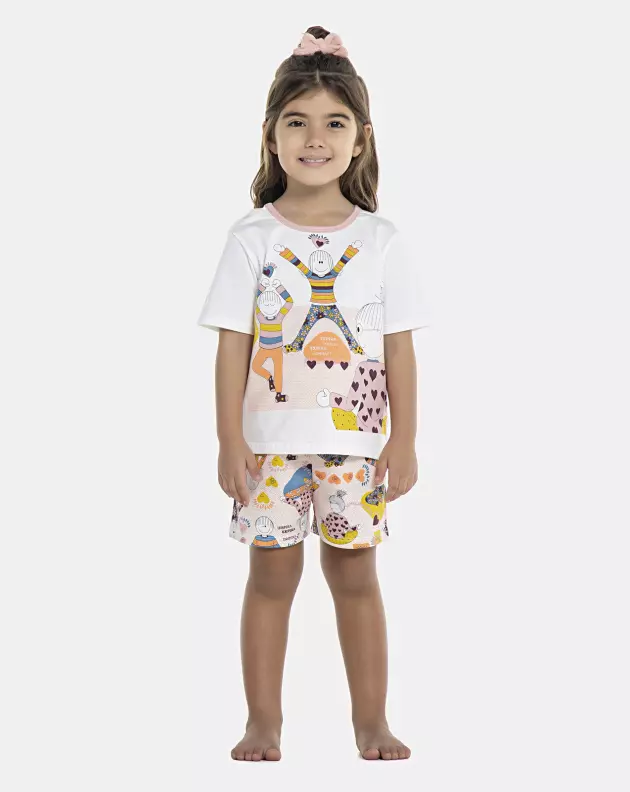 Pijama Feminino Baby Manga Curta e Short