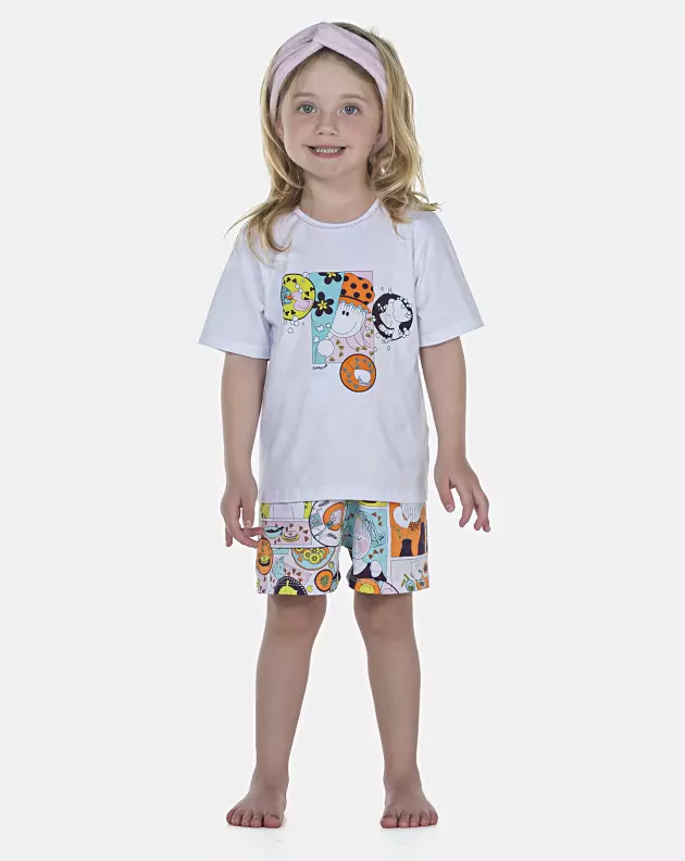 Pijama Feminino Baby Manga Curta e Short