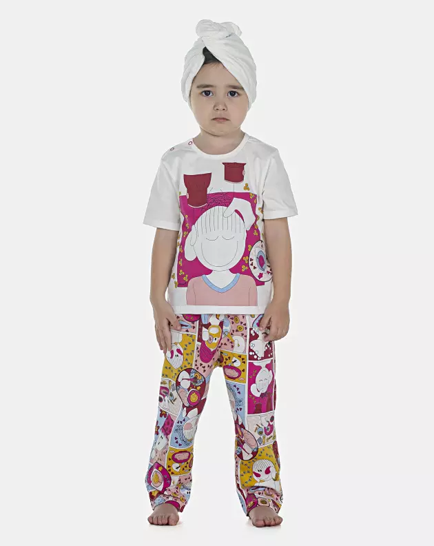 Pijama Feminino Baby Manga Curta e Calça