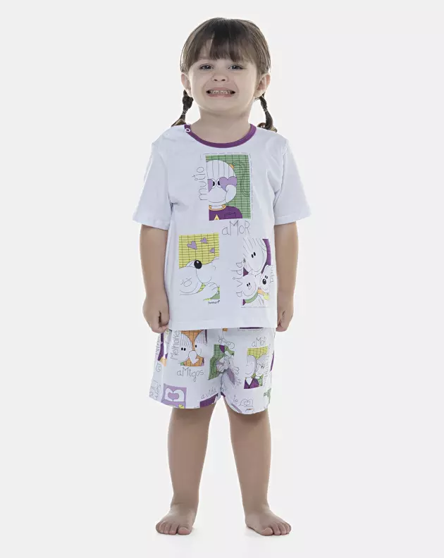 Pijama Feminino Baby Manga Curta e Short