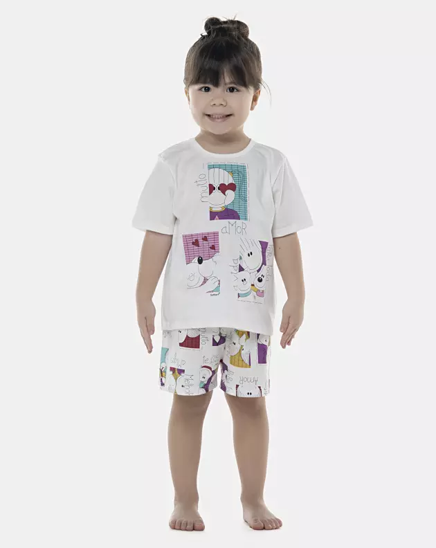 Pijama Feminino Baby Manga Curta e Short