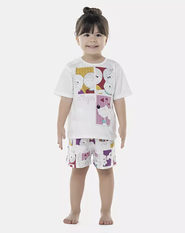 Pijama Feminino Baby Manga Curta e Short
