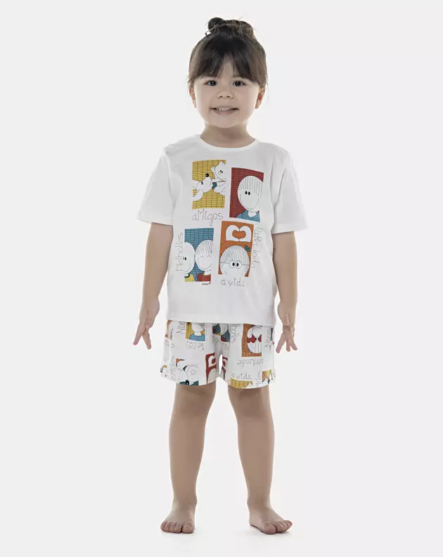 Pijama Feminino Baby Manga Curta e Short