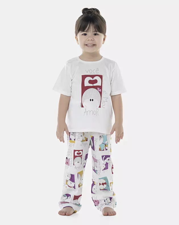 Pijama Feminino Baby Manga Curta e Calça