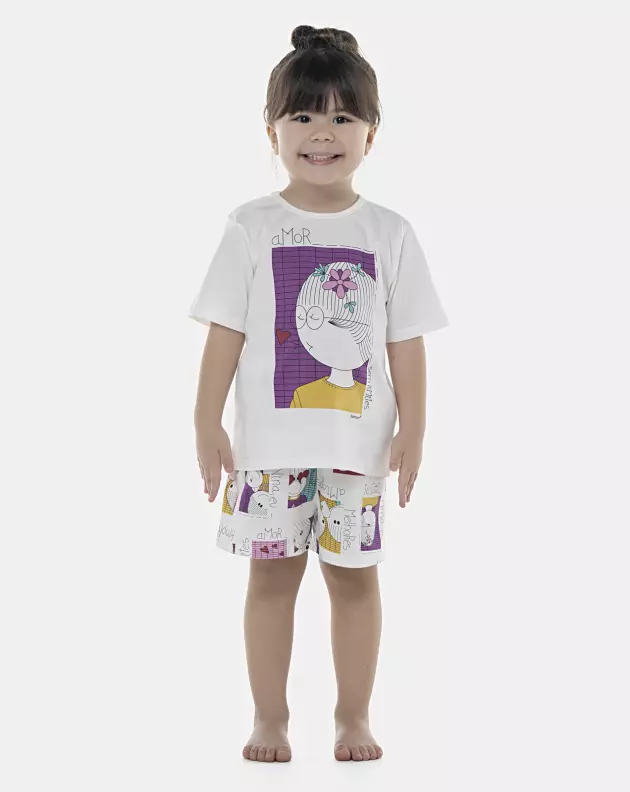 Pijama Feminino Baby Manga Curta e Short