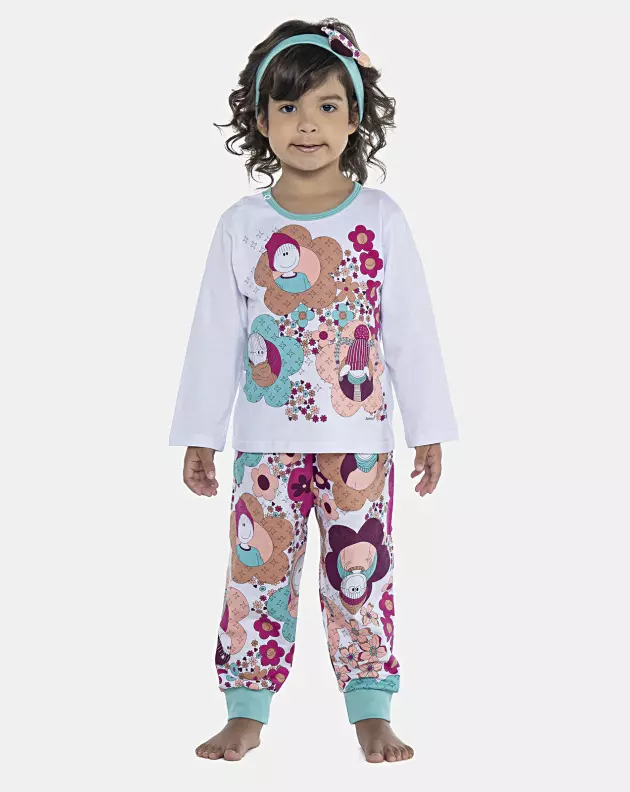 Pijama Feminino Baby Manga Longa e Calça Com Punhos