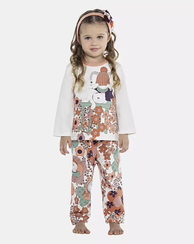 Pijama Feminino Baby Manga Longa e Calça Moletinho