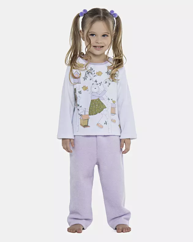 Pijama Feminino Baby Manga Longa e Calça Plush