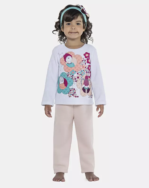 Pijama Feminino Baby Manga Longa e Calça Plush