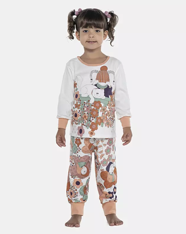 Pijama Feminino Baby Manga Longa e Calça Com Punhos