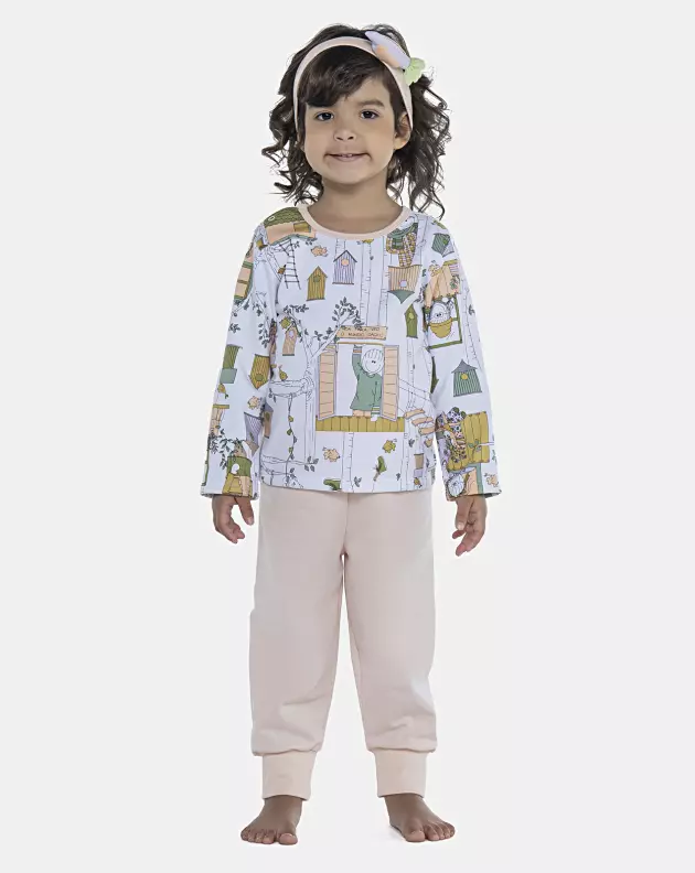 Pijama Feminino Baby Manga Longa e Calça