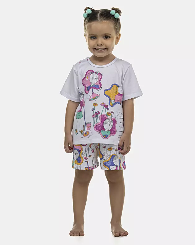 Pijama Feminino Baby Manga Curta e Short