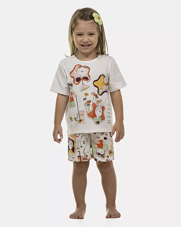 Pijama Feminino Baby Manga Curta e Short