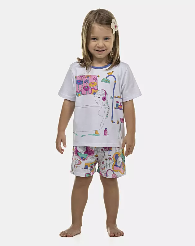 Pijama Feminino Baby Manga Curta e Short