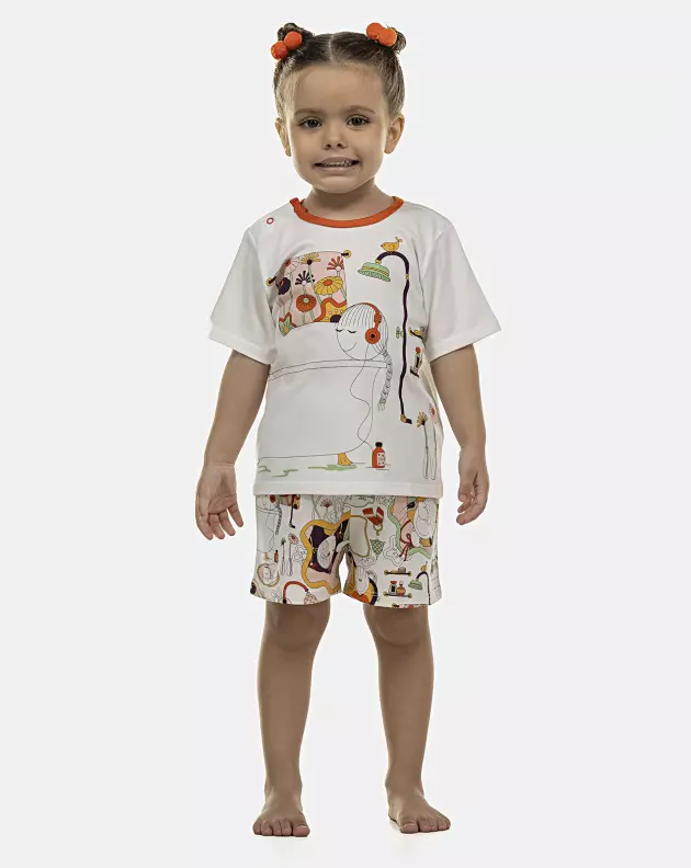 Pijama Feminino Baby Manga Curta e Short