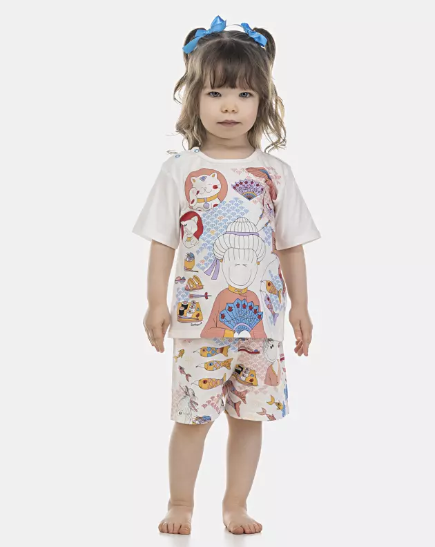 Pijama Feminino Baby Manga Curta e Short