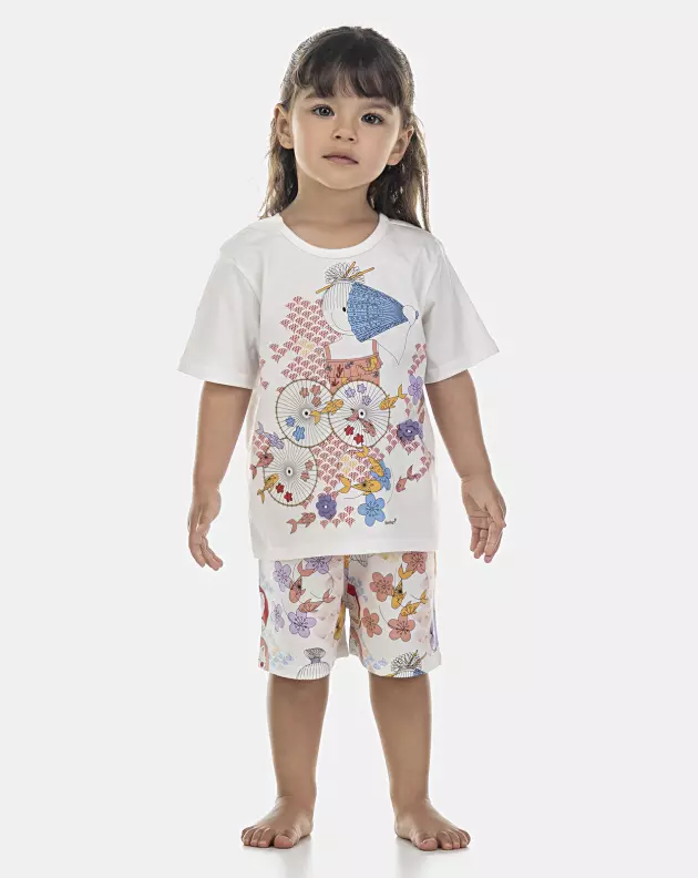Pijama Feminino Baby Manga Curta e Short