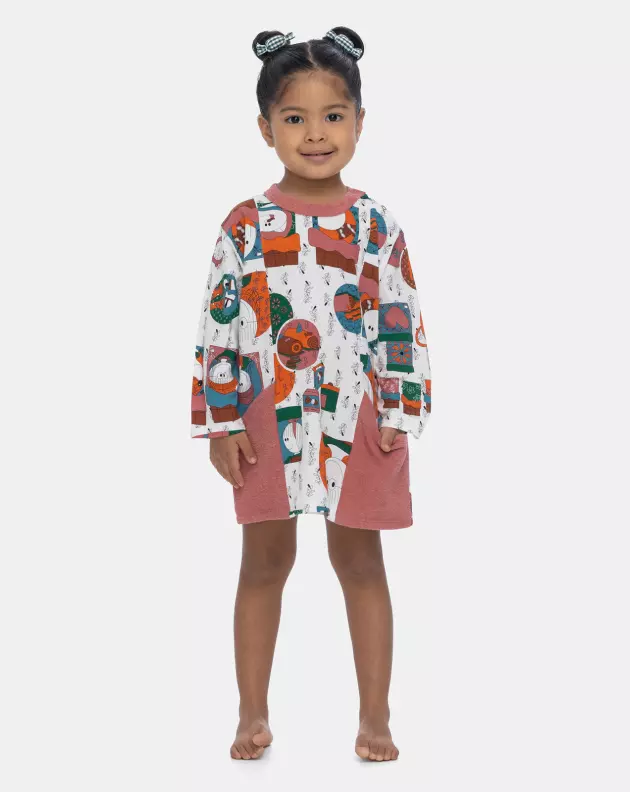 Pijama Camisão Infantil Feminino Manga Longa Tic-Tac