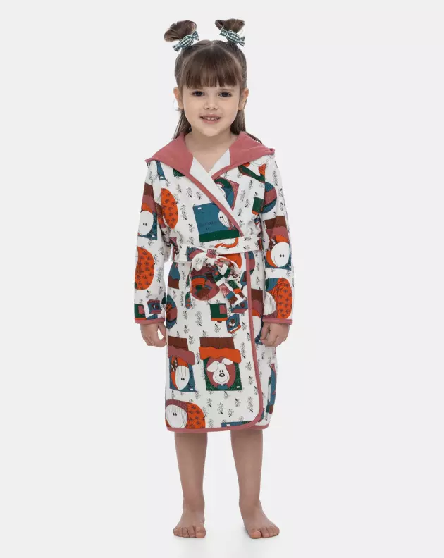 Roupão Feminino Infantil Estampado Manga Longa Capuz