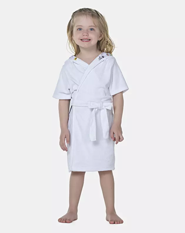 Roupão Feminino Baby Manga Curta Atoalhado Com Capuz