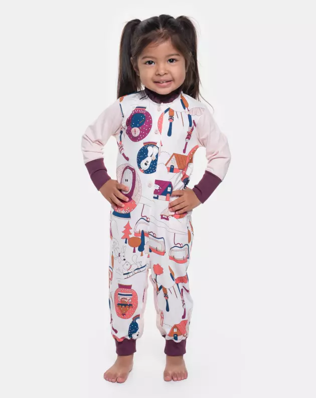 Comprar Pijama Macacão Feminino Infantil manga longa Botões Estampado