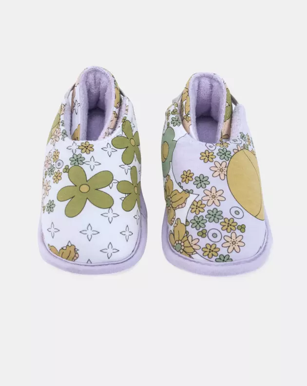 Pantufa Feminina Baby Fechada Com Elástico e Estampa Corrida 