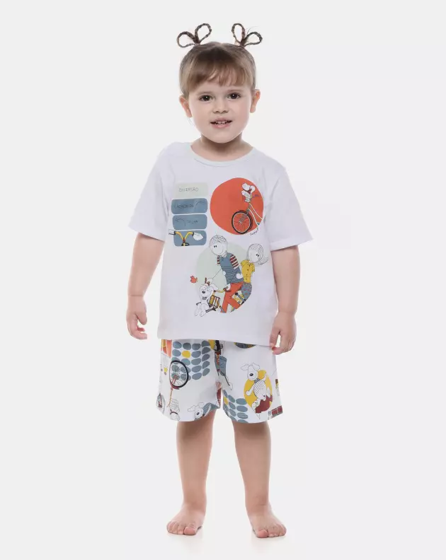 Pijama Baby Manga Curta e Short Unissex
