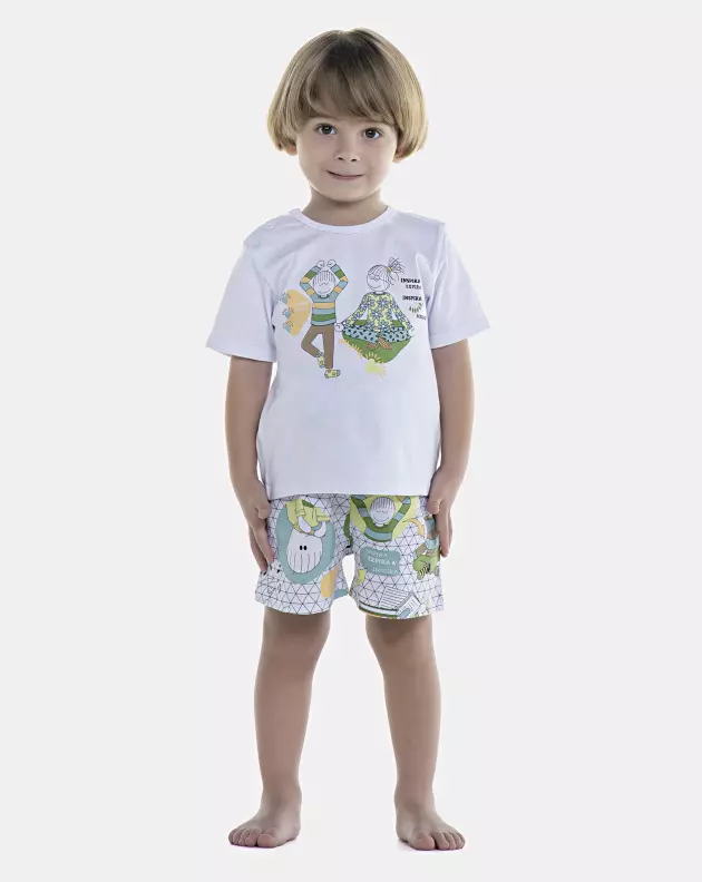 Pijama Baby Manga Curta e Short Unissex