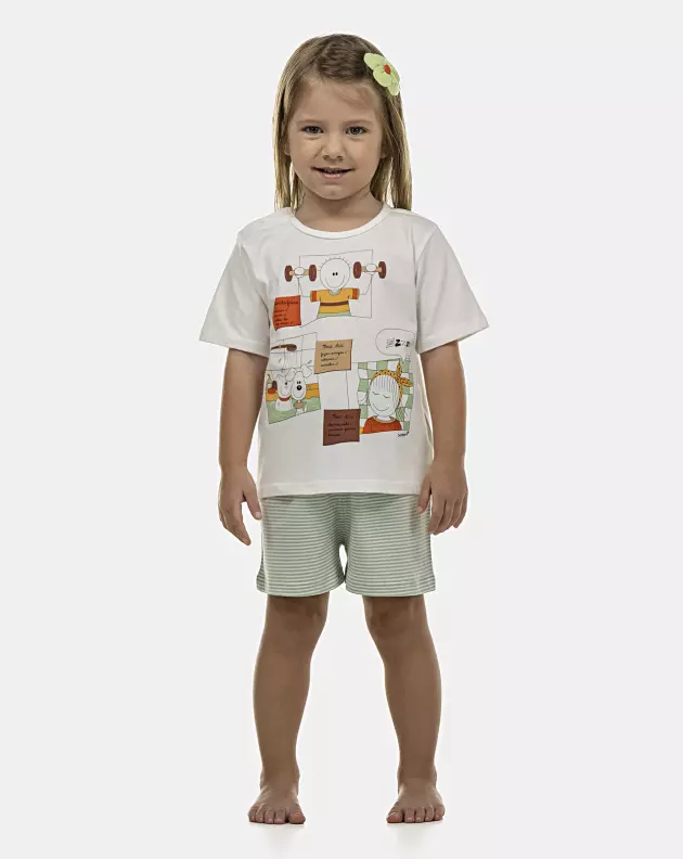 Pijama Baby Manga Curta e Short Unissex