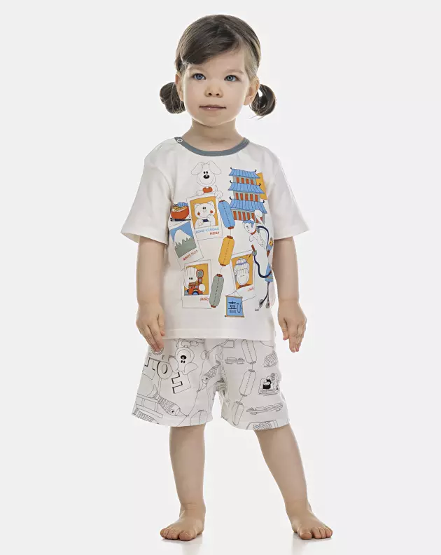Pijama Baby Manga Curta e Short Unissex