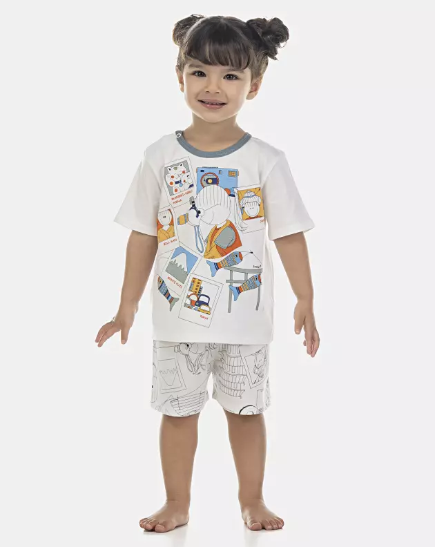 Pijama Baby Manga Curta e Short Unissex