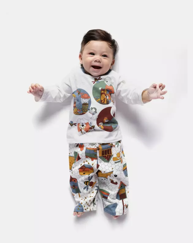 Pijama manga longa e calça Bebê Menino
