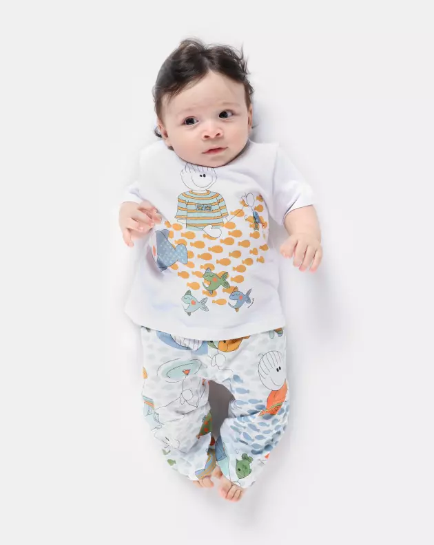 Pijama Masculino Bebe Manga Curta e Calça