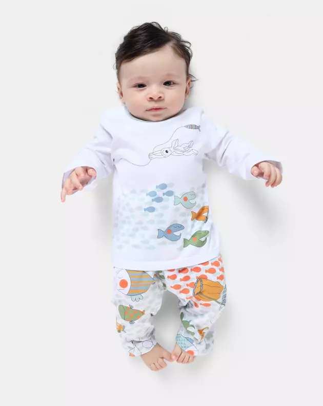 Pijama Masculino Bebe Manga Longa e Calça