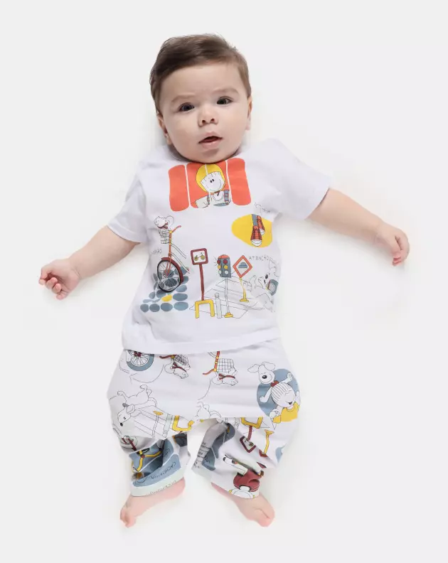 Pijama Masculino Bebe Manga Curta e Calça
