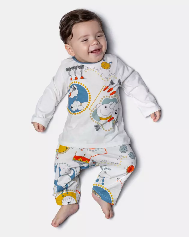 Pijama Sonhart Bebê Menino Manga Longa e Calça Estampa Ted e Nina