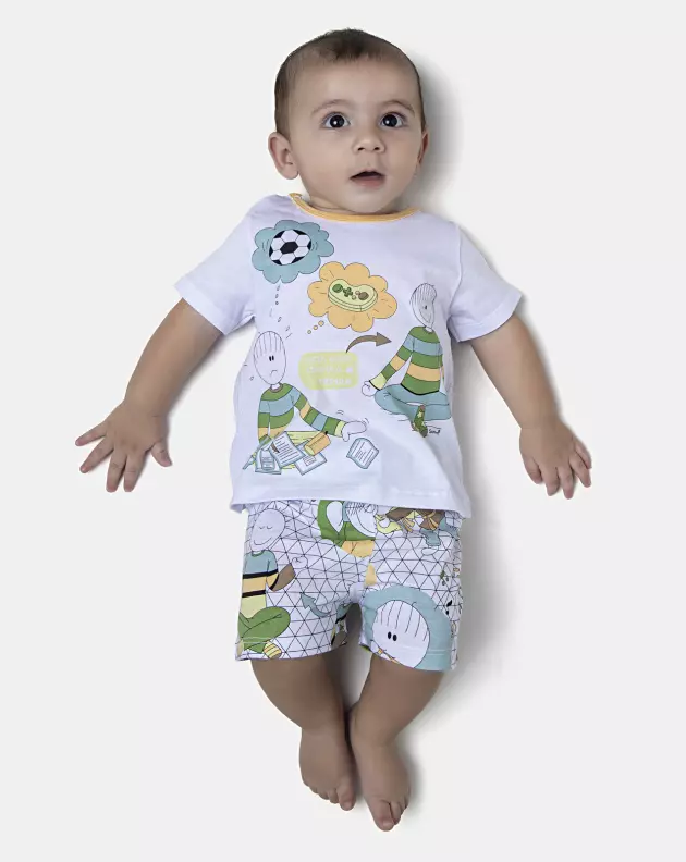 Pijama Masculino Bebe Manga Curta e Short
