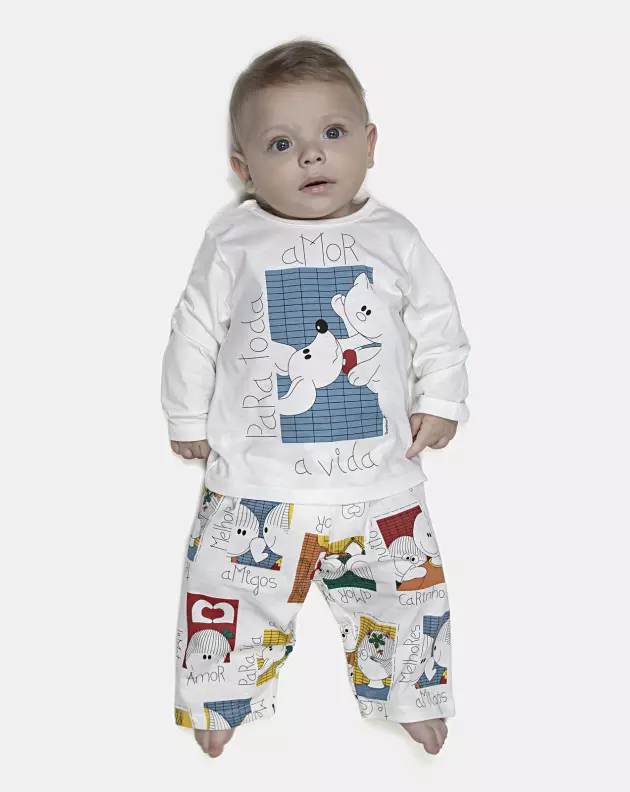 Pijama Masculino Bebe Manga Longa e Calça