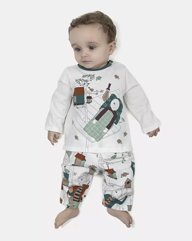 Pijama Masculino Bebe Manga Longa e Calça
