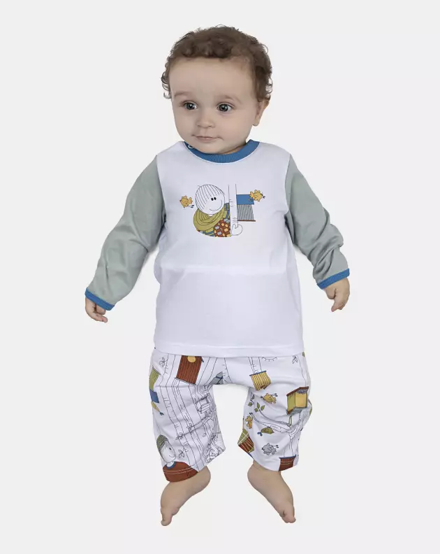 Pijama Masculino Bebe Body Manga Longa e Calça