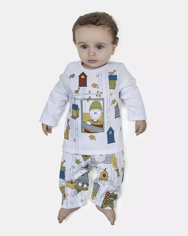 Pijama Masculino Bebe Manga Longa e Calça Moletinho