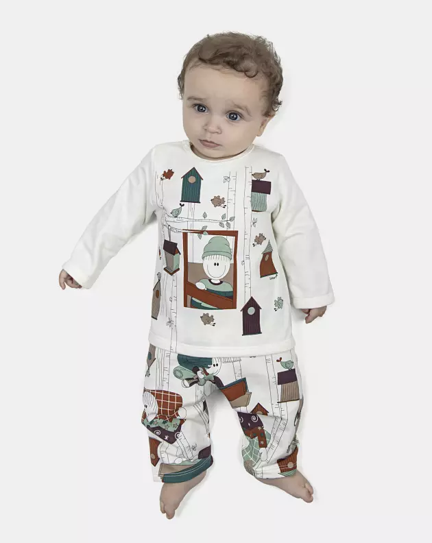 Pijama Masculino Bebe Manga Longa e Calça Moletinho