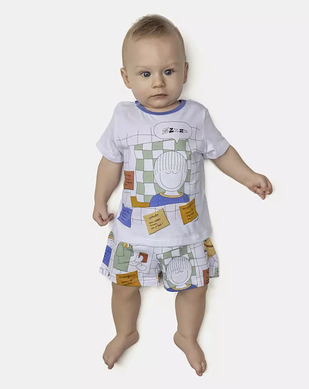 Pijama Masculino Bebê Manga Curta e Short