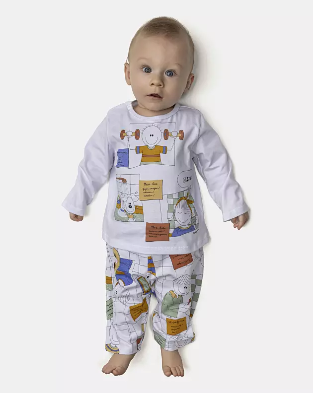 Pijama Masculino Bebê Manga Longa e Calça