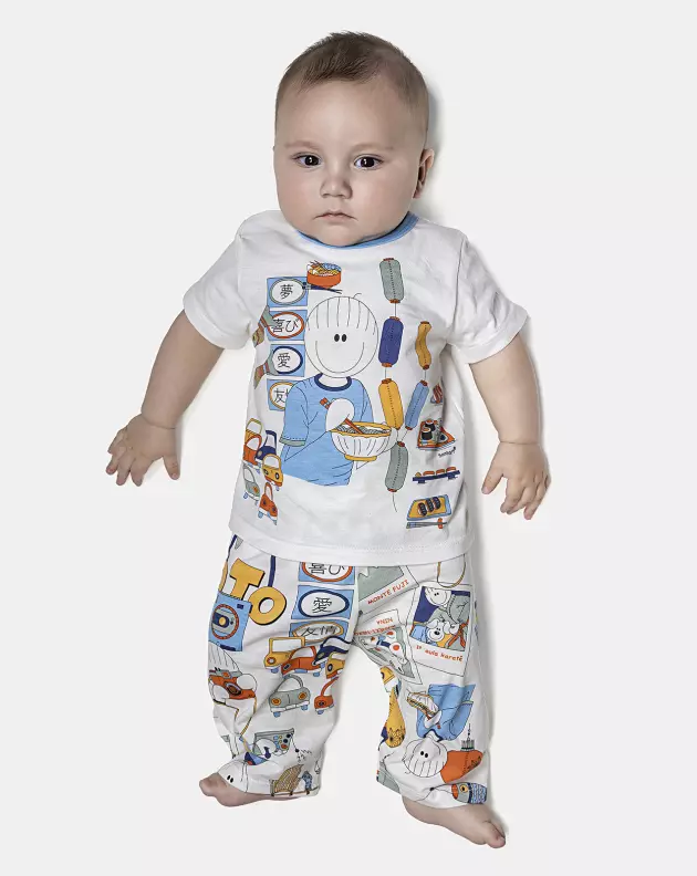 Pijama Masculino Bebê Manga Curta e Calça